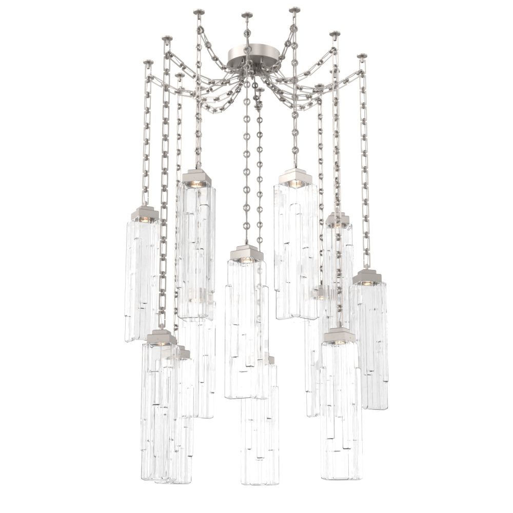 Ledgestone Multi Light Pendant Multi Port Canopy Beige Silver