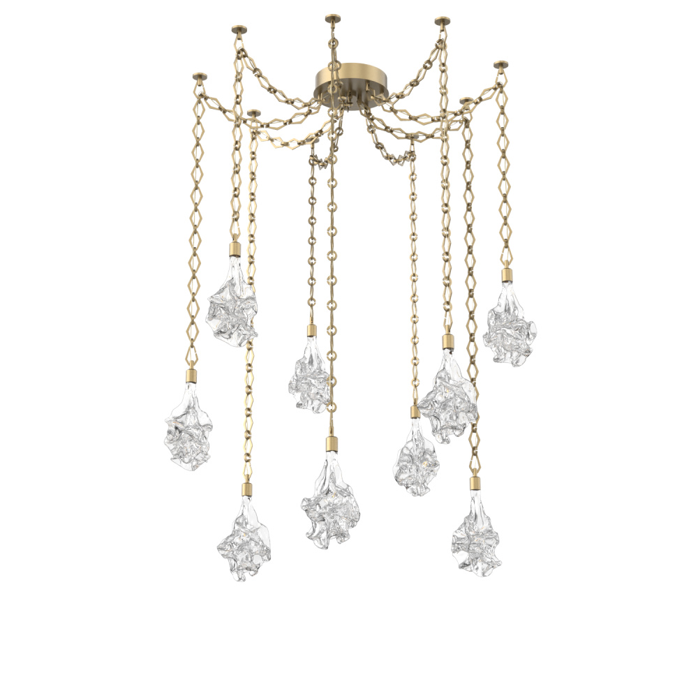 Blossom Multi Light Pendant Multi Port Canopy Gilded Brass
