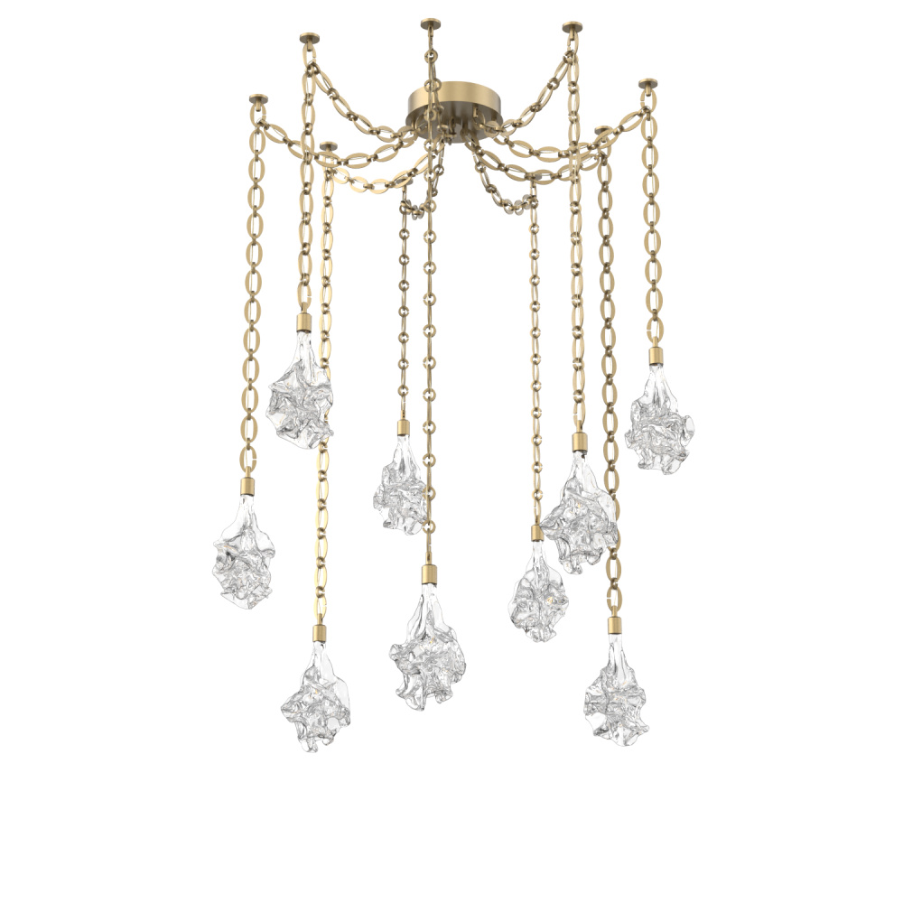 Blossom Multi Light Pendant Multi Port Canopy Gilded Brass