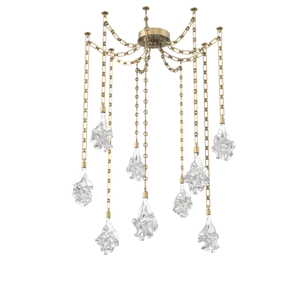 Blossom Multi Light Pendant Multi Port Canopy Gilded Brass