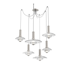 Hammerton SCB0098-06-BS-CG-C01-L3 - Cirrus Round 6pc Swag Multi-Pendant Chandelier