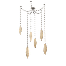Hammerton SNB0050-06-BS-CB-CH3-L3 - Rock Crystal Multi Light Pendant Multi Port Canopy Beige Silver