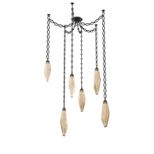 Hammerton SNB0050-06-MB-CB-CH2-L1 - Rock Crystal Multi Light Pendant Multi Port Canopy Matte Black