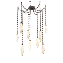 Hammerton SNB0050-09-FB-CA-CH3-L1 - Rock Crystal Multi Light Pendant Multi Port Canopy Flat Bronze