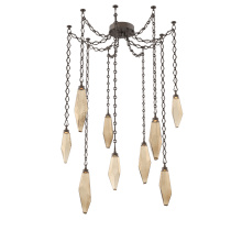 Hammerton SNB0050-09-FB-CB-CH1-L1 - Rock Crystal Multi Light Pendant Multi Port Canopy Flat Bronze