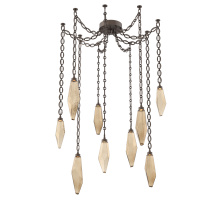 Hammerton SNB0050-09-FB-CB-CH2-L1 - Rock Crystal Multi Light Pendant Multi Port Canopy Flat Bronze
