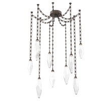 Hammerton SNB0050-09-FB-CC-CH3-L1 - Rock Crystal Multi Light Pendant Multi Port Canopy Flat Bronze