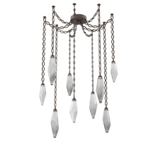Hammerton SNB0050-09-FB-CS-CH2-L1 - Rock Crystal Multi Light Pendant Multi Port Canopy Flat Bronze