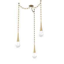 Hammerton SNB0078-03-GB-C-CH3-L1 - Raindrop Multi Light Pendant Gilded Brass