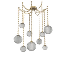 Hammerton SNB0092-09-GB-S-CH2-L1 - Gaia Multi Light Pendant Gilded Brass