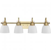 Progress P300429-163 - Preston Collection Four-Light Coastal Vintage Brass Bath and Vanity Light