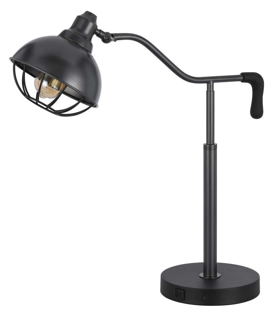 60W Taloga metal desk lamp with adjustable caged Shade