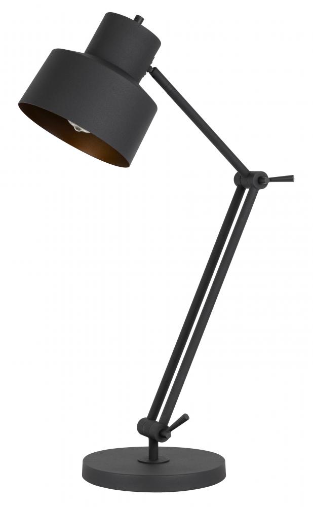 60W Davidson metal desk lamp with weighted base, adjustable upper and lower arms.
