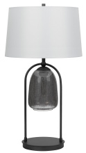 CAL Lighting BO-3175TB - 100W 3 way Midtown metal table lamp with glass shade and a 5W led Night light