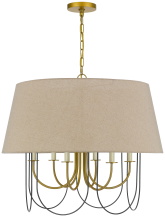CAL Lighting FX-3817-6 - 60W x 6 Eupora metal chandelier with burlap shade