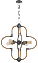 CAL Lighting FX-3819-4 - 60W x 4 Tahoka metal chandelier with burlap wrapped frame