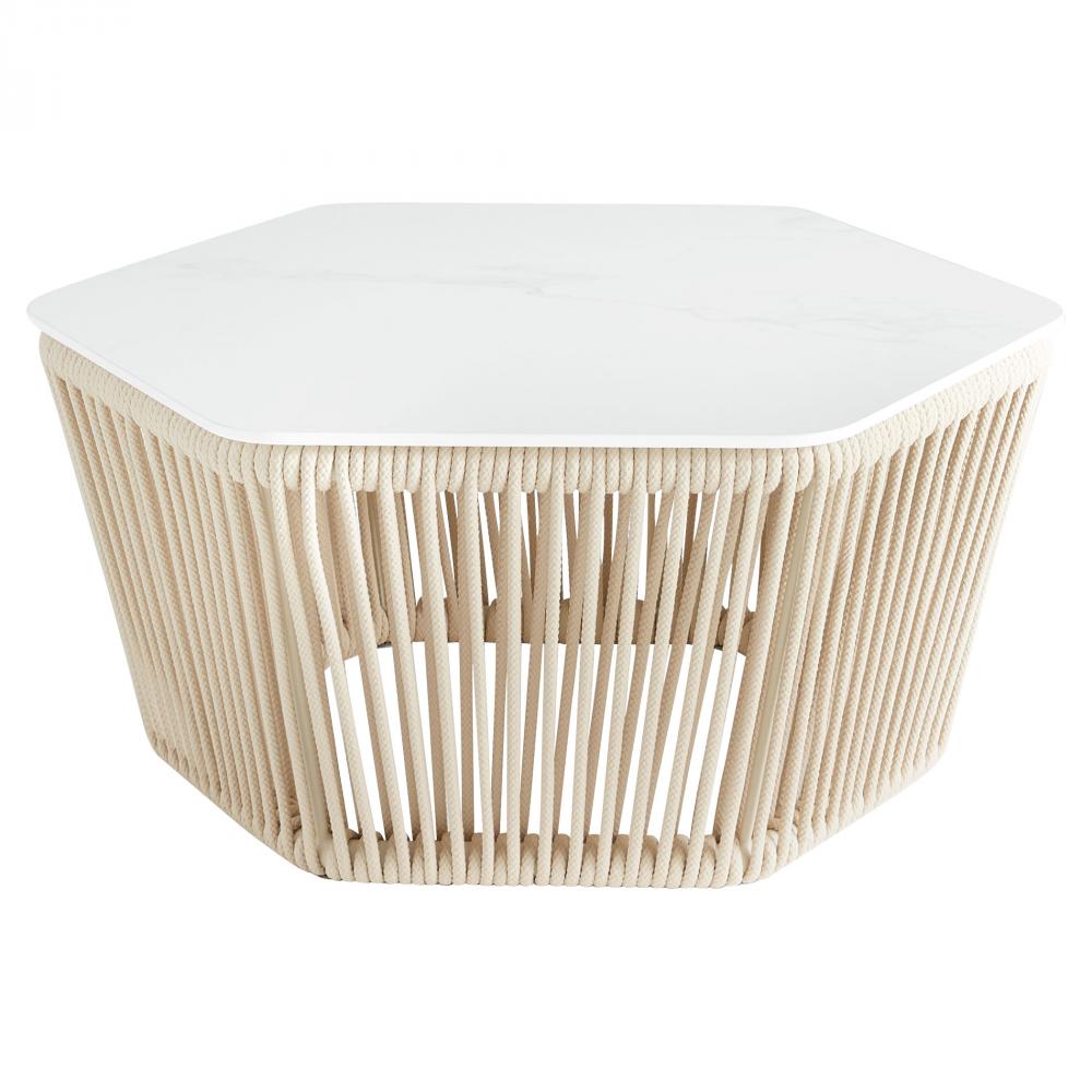 Hexagon Table White Beige