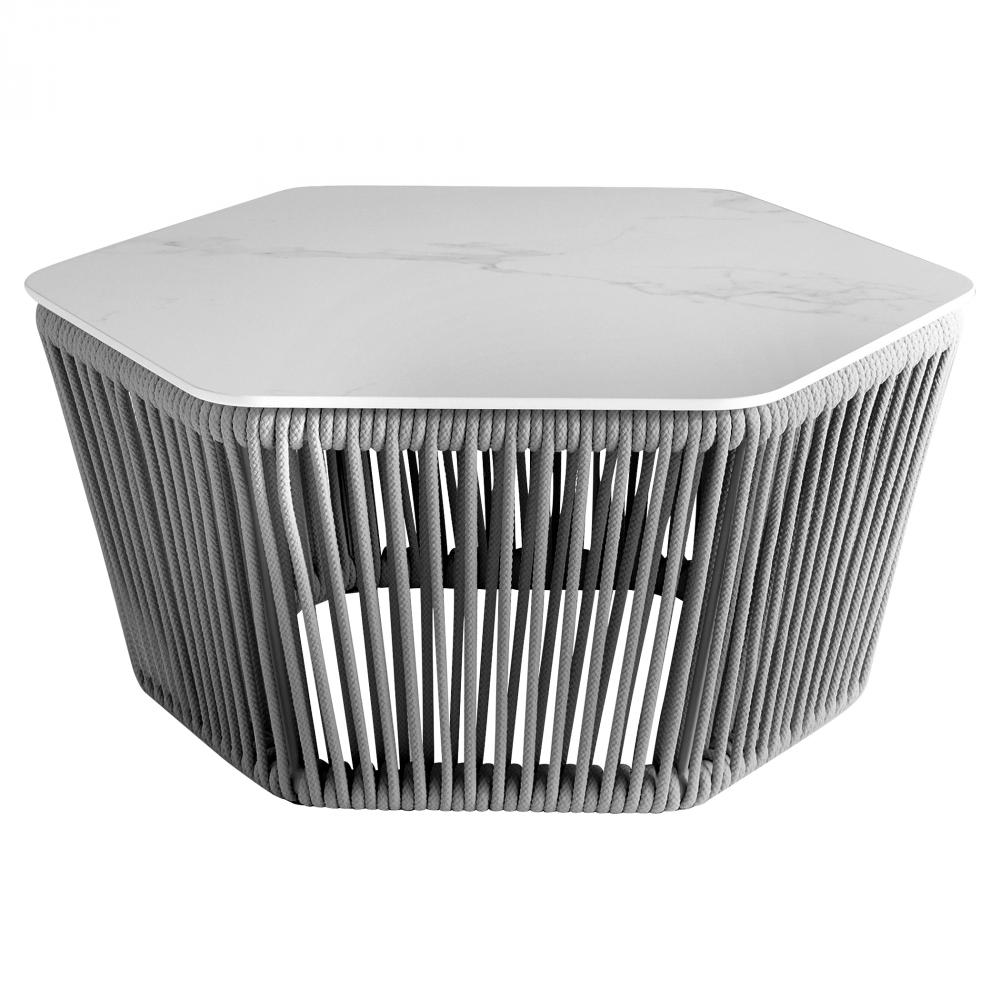 Hexagon Table White Grey