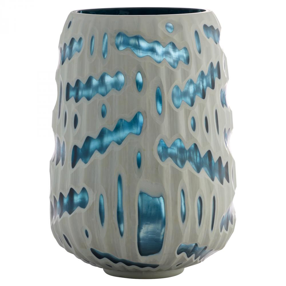 Strata Vase | White | Blue - Medium