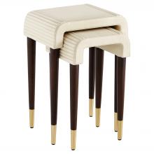 Cyan Designs 12218 - Channel Nesting Tables | Off-White | Walnut | Brass | Set of 2