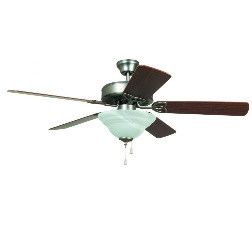 Builder Deluxe 52" 5-Blade Ceiling Fan in Brushed Polished Nickel w/ Ash/Mahogany Blades