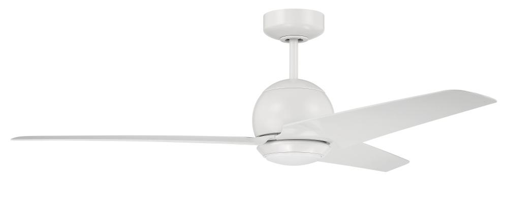 Nate 52" 3-Blade Ceiling Fan in White Finish, White Blades, WiFi Control; Light kit