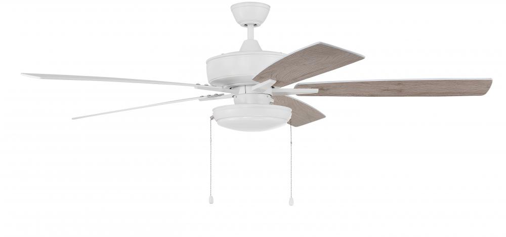 Super Pro 119 60" 5-Blade Ceiling Fan in White w/ White/Washed Oak Blades