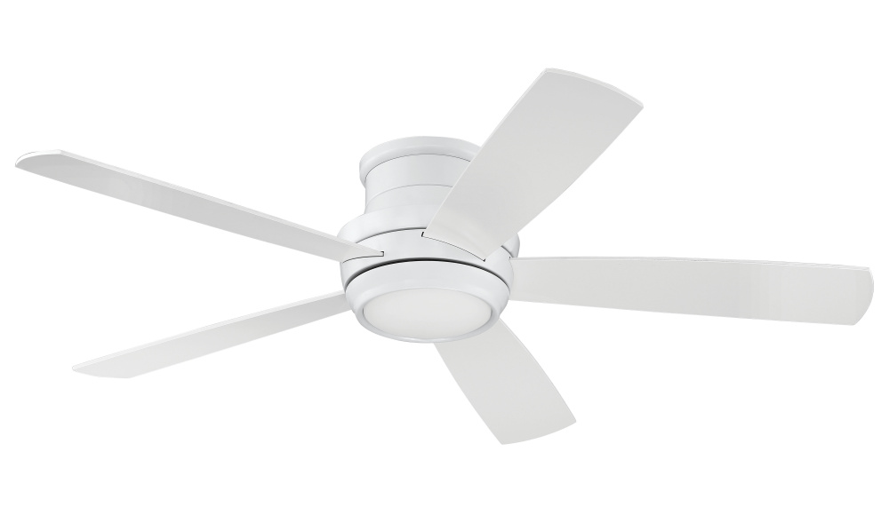 Tempo Hugger 52" 5-Blade Ceiling Fan in White w/ White Blades; Light Kit Included (optional)
