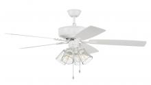 Craftmade P104W5-52WWOK - Pro Plus 104 52" 5-Blade Ceiling Fan in White w/ White/Washed Oak Blades; Integrated Light Kit