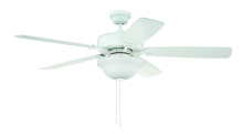 Craftmade TCE52W5C1-C - Twist N Click 52" 5-Blade Ceiling Fan in White w/ White/Washed Oak Blades (3-Light Bowl)