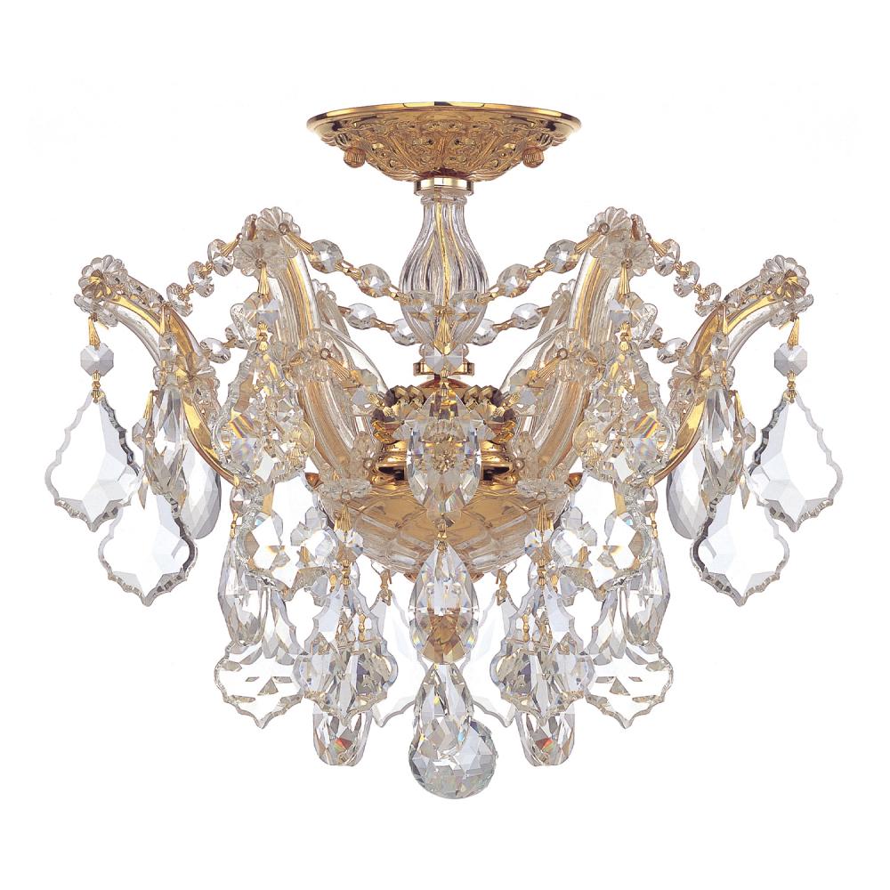 Maria Theresa 3 Light Swarovski Strass Crystal Gold Semi Flush Mount