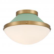 Crystorama XAN-8001-VG-GR - Xander 1 Light Vibrant Gold + Green Flush Mount