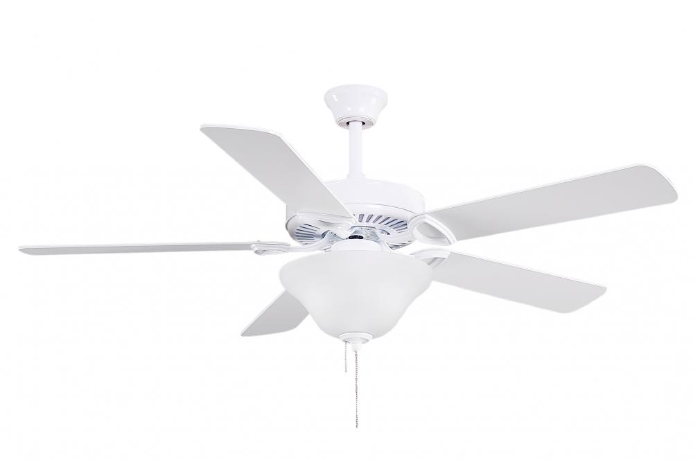 America Ceiling Fan - Made in USA - White Body - Light Kit - 52" Blades