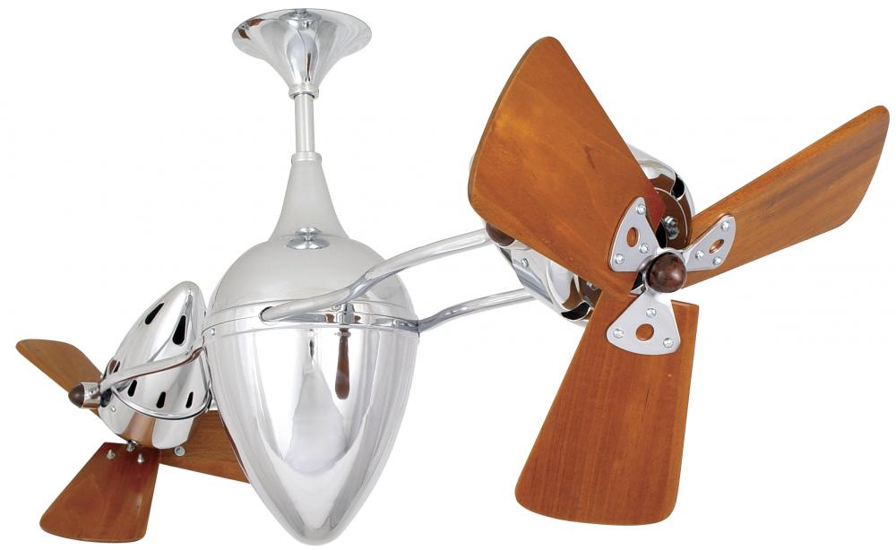Ar Ruthiane - Rotational Ceiling Fan - Polished Chrome Finish - Mahogany Tone Blades