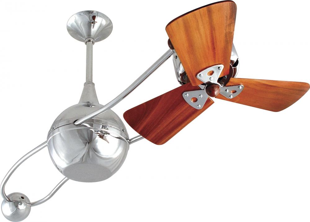 Brisa 2000 - Rotational Ceiling Fan - Polished Chrome Finish - Mahogany Tone Blades