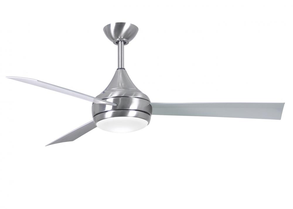 Donaire - Three Blade Paddle Fan - Integrated LED - Brushed Stainless Finish - Gloss White Blades
