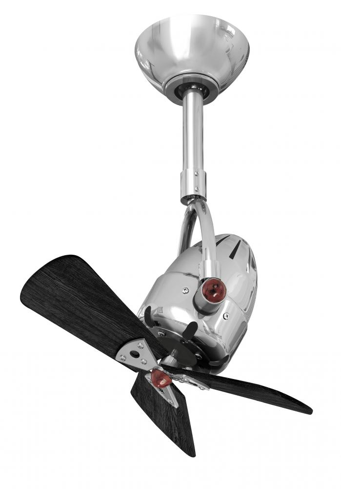 Diane - Oscillating Directional Ceiling Fan - Polished Chrome Finish - Matte Black Wood Blades