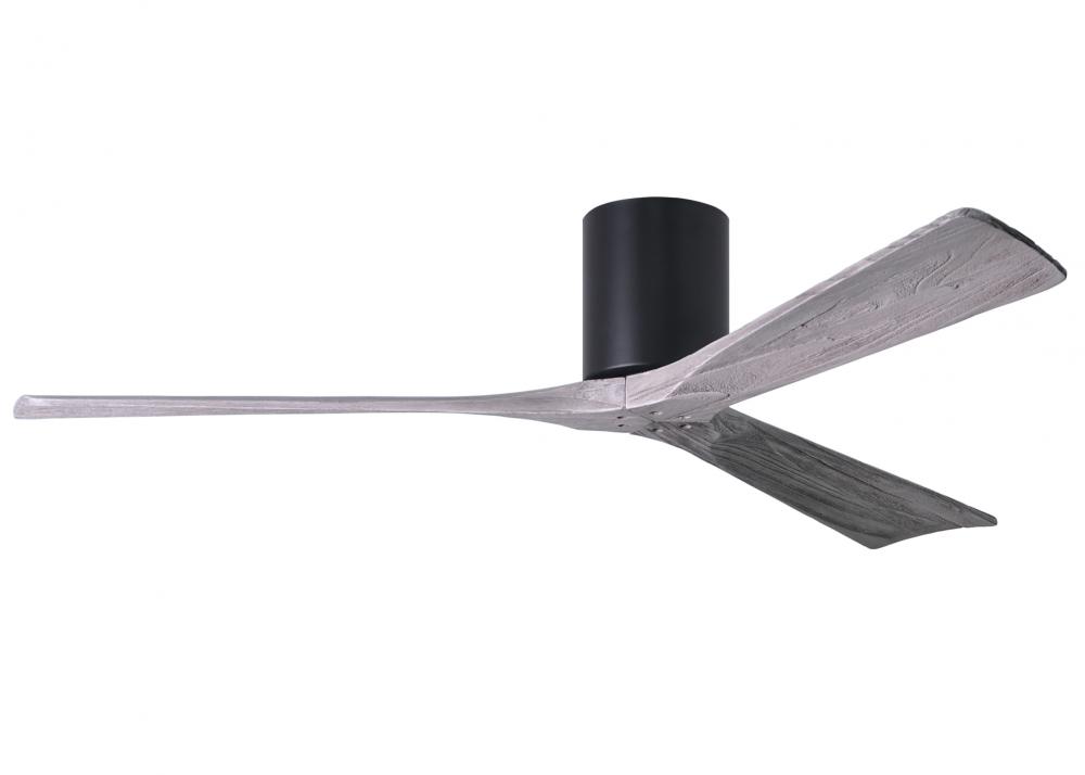 Irene-3H - Three Blade Flush Mount Paddle Fan - 60" - Matte Black Finish - Barn Wood Tone Blades