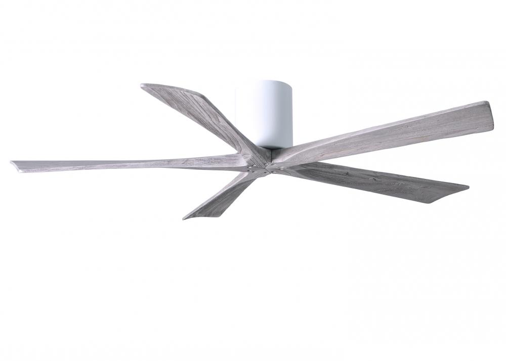 Irene-5H - 60" Five Blade Flush Mount Paddle Fan - Gloss White Finish - Barn Wood Tone Blades