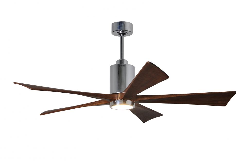 Patricia-5-60" Five Blade Ceiling Fan-5CCT Integrated LED-Polished Chrome Finish-Walnut Tone Bla
