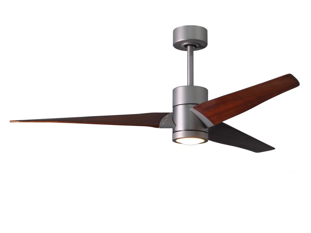 Super Janet - 60" Ceiling Fan - Integrated LED - Brushed Nickel Finish - Walnut Tone Blades