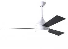Matthews Fan Company DA-WH-BB - Donaire - Three Blade Paddle Fan - Integrated LED - Gloss White Finish - Brushed Bronze Blades
