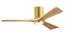 Matthews Fan Company IR3HLK-BRBR-LM-52 - Irene-3HLK-52" Three Blade Flush Mount Paddle Fan-5CCT Integrated LED-Brushed Brass Finish