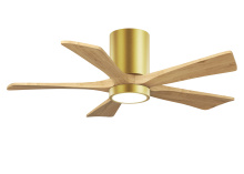 Matthews Fan Company IR5HLK-BRBR-LM-42 - Irene-5HLK-42" Five Blade Flush Mount Paddle Fan-5CCT Integrated LED-Brushed Brass Finish