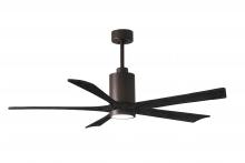 Matthews Fan Company PA5-TB-BK-60 - Patricia-5-60" Five Blade Ceiling Fan-5CCT Integrated LED-Textured Bronze Finish-Matte Black Bla
