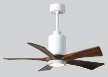 Matthews Fan Company PA5-WH-WA-42 - Patricia-5-42" Five Blade Ceiling Fan-5CCT Integrated LED-Gloss White Finish-Walnut Tone Blades