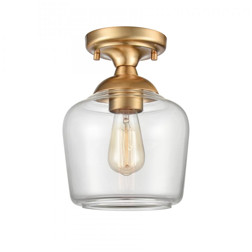 Agnes 8'' Wide 1-Light Semi Flush Mount - Satin Brass