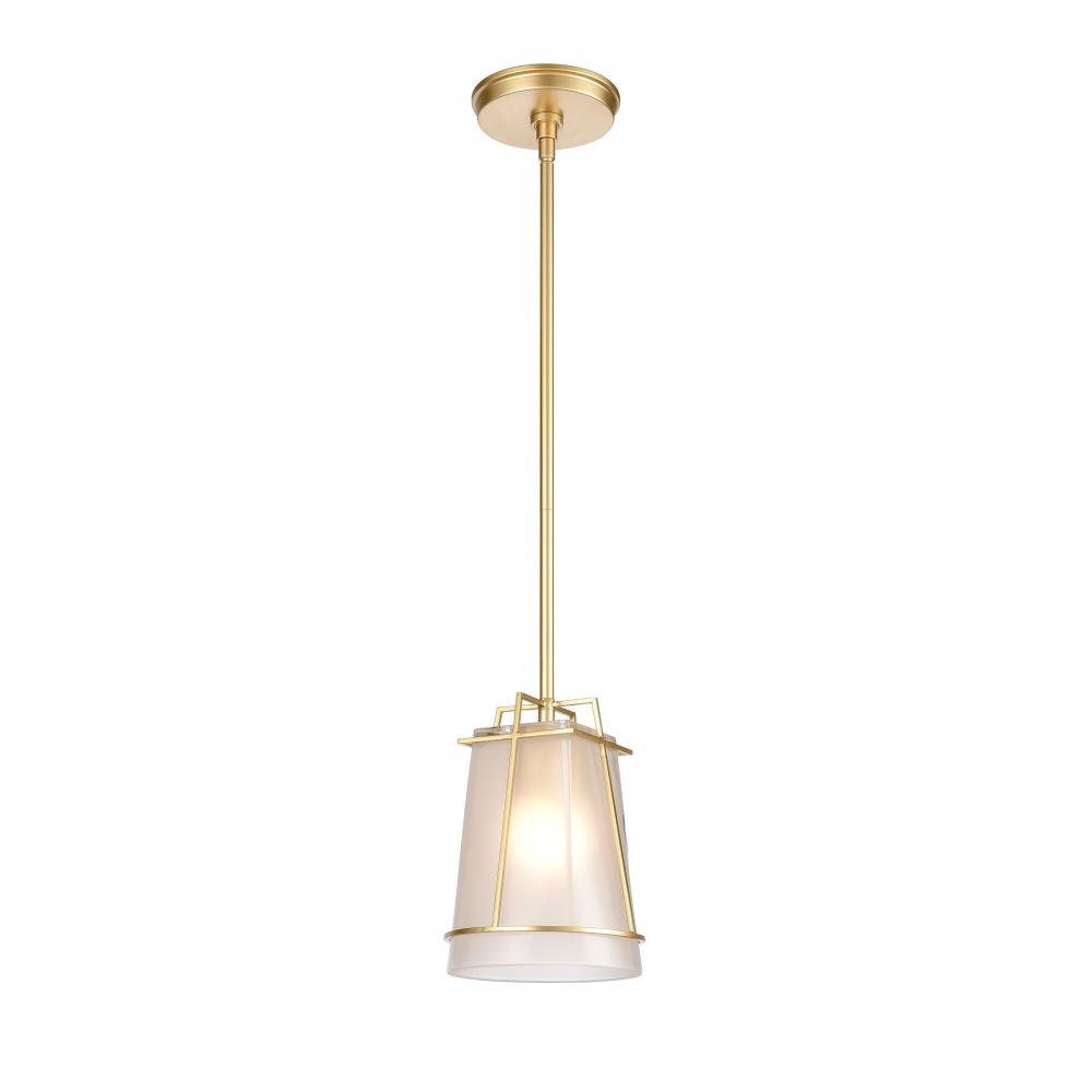 Square To Round 6'' Wide 1-Light Mini Pendant - Champagne Gold