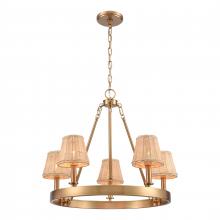 ELK Home Plus EC89756/5 - Rydell 24.5'' Wide 5-Light Chandelier - Brushed Gold and Rattan