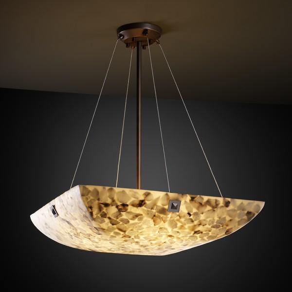 24" LED Pendant Bowl w/ CONCENTRIC SQUARES FINIALS